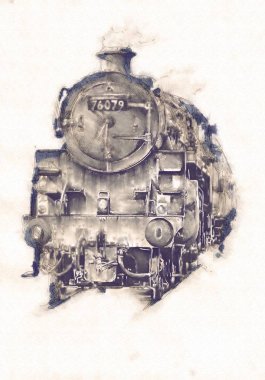 Eski buharlı lokomotif motoru antika