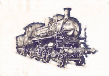 Eski buharlı lokomotif motoru antika