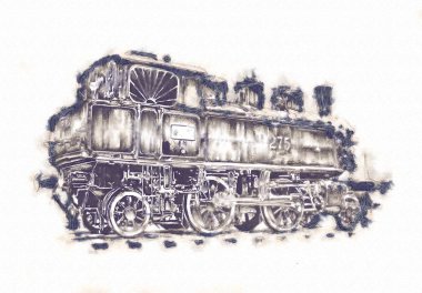 Eski buharlı lokomotif motoru antika