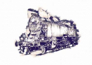 Eski buharlı lokomotif motoru antika