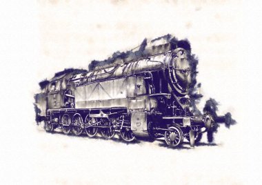 Eski buharlı lokomotif motoru antika