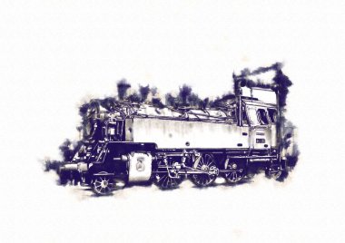 Eski buharlı lokomotif motoru antika