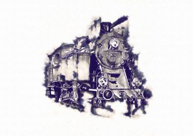 Eski buharlı lokomotif motoru antika