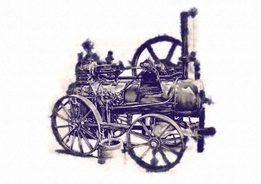 Eski buharlı lokomotif motoru antika