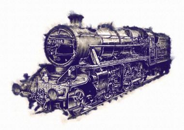 Eski buharlı lokomotif motoru antika