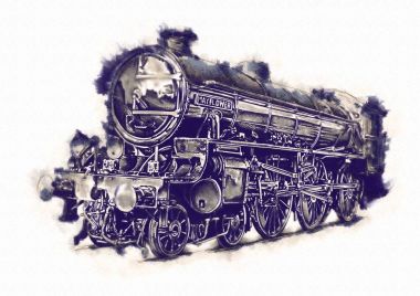 Eski buharlı lokomotif motoru antika