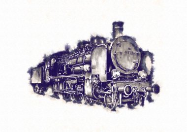 Eski buharlı lokomotif motoru antika