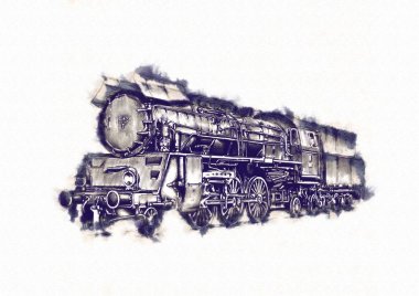 Eski buharlı lokomotif motoru antika