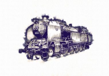 Eski buharlı lokomotif motoru antika