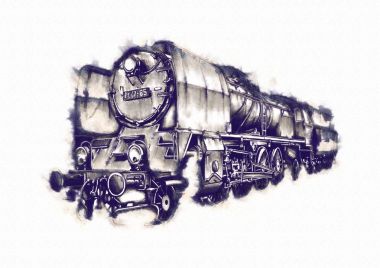 Eski buharlı lokomotif motoru antika