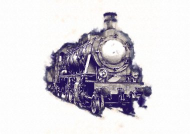 Eski buharlı lokomotif motoru antika