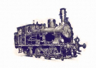 Eski buharlı lokomotif motoru antika