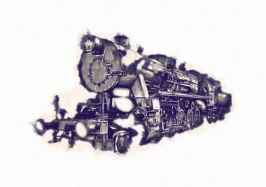 Eski buharlı lokomotif motoru antika