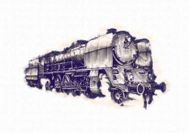 Eski buharlı lokomotif motoru antika