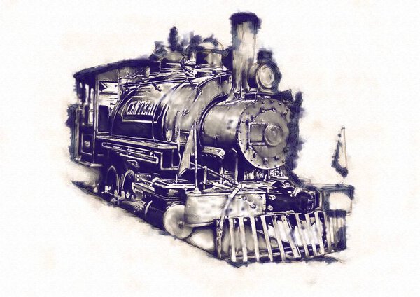 старый паровоз ретро-винтажный
