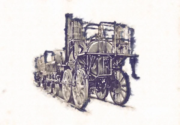 Старый паровоз ретро-винтажный — стоковое фото