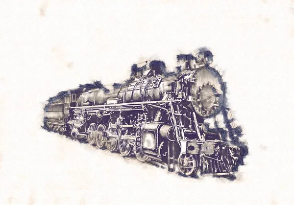 Old steam locomotive engine retro vintage — Stock Photo, Image