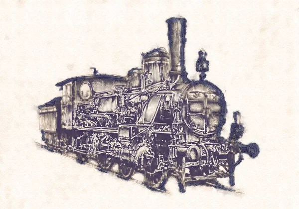Old steam locomotive engine retro vintage — Stock Photo, Image