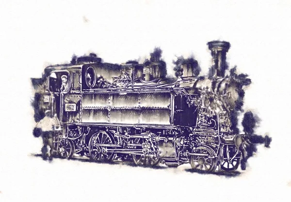 Old steam locomotive engine retro vintage — Stock Photo, Image