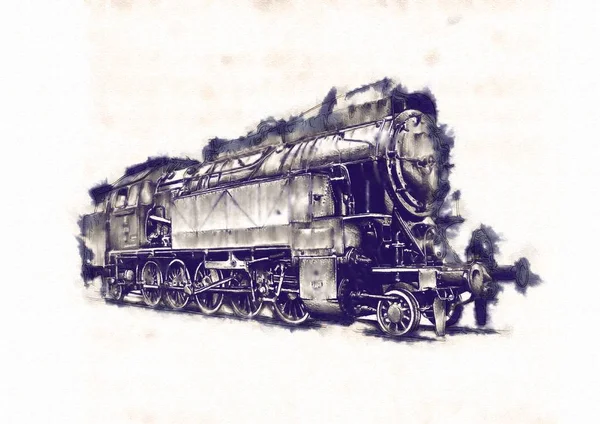 Eski buharlı lokomotif motoru antika