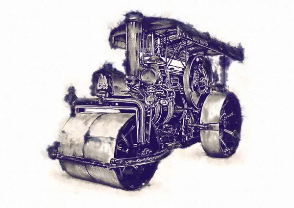 Eski buharlı lokomotif motoru antika