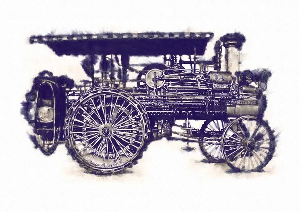 Eski buharlı lokomotif motoru antika