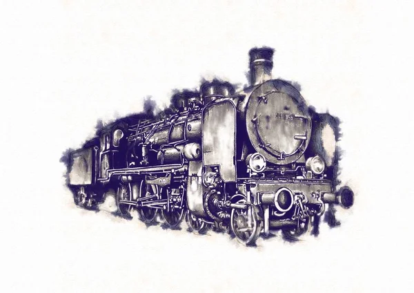 Eski buharlı lokomotif motoru antika