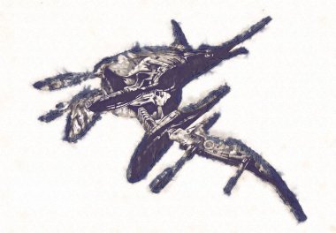 Uzay gemisi roket Doodle sanat illüstrasyon