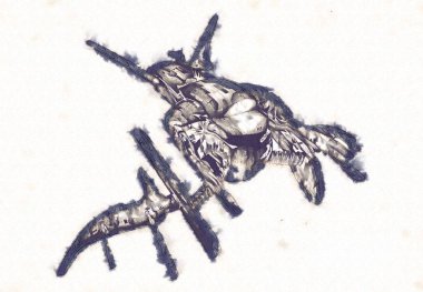 Uzay gemisi roket Doodle sanat illüstrasyon