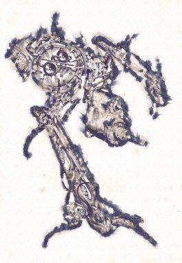 Antika bir cyborg - sanat illüstrasyon portresi