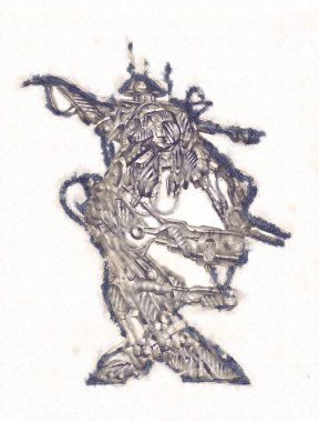 Antika bir cyborg - sanat illüstrasyon portresi