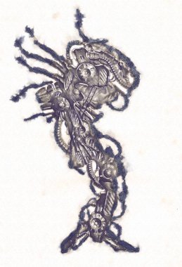 Antika bir cyborg - sanat illüstrasyon portresi