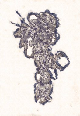 Antika bir cyborg - sanat illüstrasyon portresi