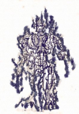 Antika bir cyborg - sanat illüstrasyon portresi