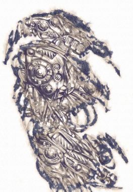 Antika bir cyborg - sanat illüstrasyon portresi