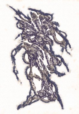 Antika bir cyborg - sanat illüstrasyon portresi