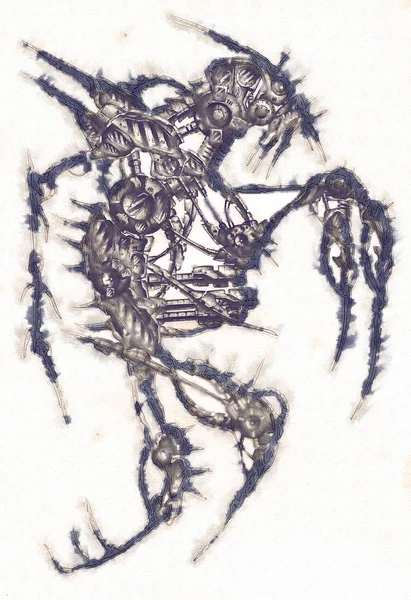 Antika bir cyborg - sanat illüstrasyon portresi