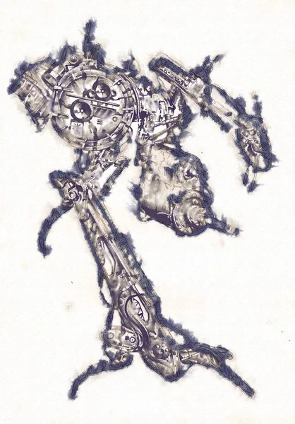 Antika bir cyborg - sanat illüstrasyon portresi