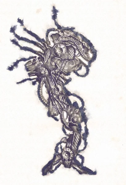 Antika bir cyborg - sanat illüstrasyon portresi