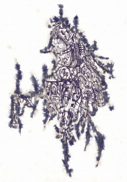 Портрет античного киборга - художественная иллюстрация — стоковое фото