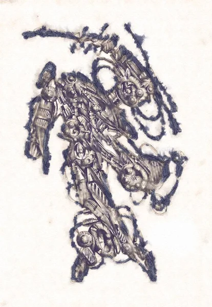 Antika bir cyborg - sanat illüstrasyon portresi