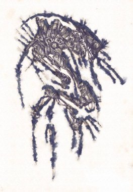 Antika bir cyborg - sanat illüstrasyon portresi