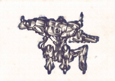 Antika bir cyborg - sanat illüstrasyon portresi