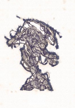 Antika bir cyborg - sanat illüstrasyon portresi