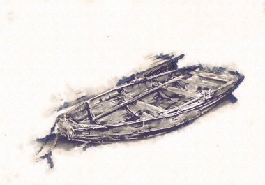 Deniz ya da okyanus sanat illüstrasyon gemi