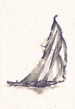 Deniz ya da okyanus sanat illüstrasyon gemi