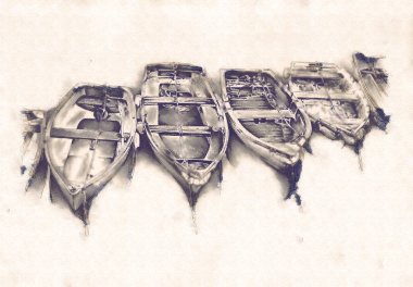 Deniz ya da okyanus sanat illüstrasyon gemi