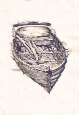 Deniz ya da okyanus sanat illüstrasyon gemi