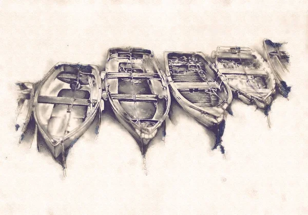 Deniz ya da okyanus sanat illüstrasyon gemi