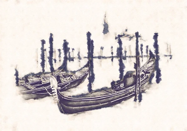 Deniz ya da okyanus sanat illüstrasyon gemi